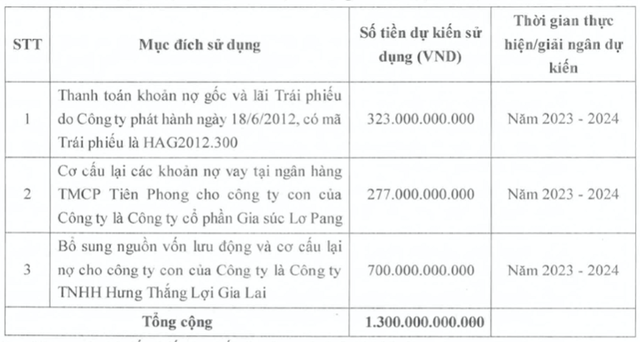 HAG muốn chào bán 130 triệu cổ phiếu giá 10.000 đồng/cp huy động vốn trả nợ HAG muon chao ban 130 trieu co phieu gia 10.000 dong/cp huy dong von tra no