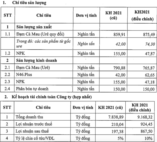 DCM điều chỉnh tăng kế hoạch lợi nhuận 2021 gấp hơn 4 lần DCM dieu chinh tang ke hoach loi nhuan 2021 gap hon 4 lan