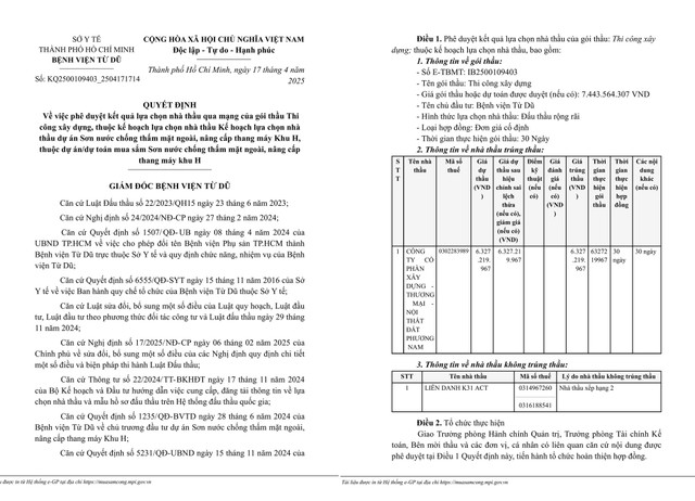 TP HCM: Công ty Đất Phương Nam trúng gói thầu xây dựng hơn 6,3 tỷ tại BV Từ Dũ TP HCM: Cong ty Dat Phuong Nam trung goi thau xay dung hon 6,3 ty tai BV Tu Du