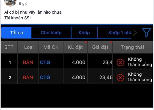 Hệ thống giao dịch của Chứng khoán SSI gặp sự cố, nhà đầu tư bức xúc - Hình 2 He thong giao dich cua Chung khoan SSI gap su co, nha dau tu buc xuc-Hinh-2