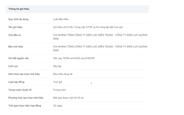 Cong ty Dien luc Quang Nam moi goi thau xay lap hon 6,4 ty dong