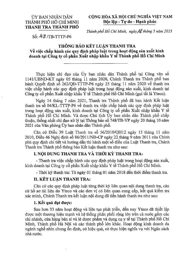 Thanh tra chỉ ra loạt sai phạm trong việc quản lý, sử dụng đất tại Yteco Thanh tra chi ra loat sai pham trong viec quan ly, su dung dat tai Yteco