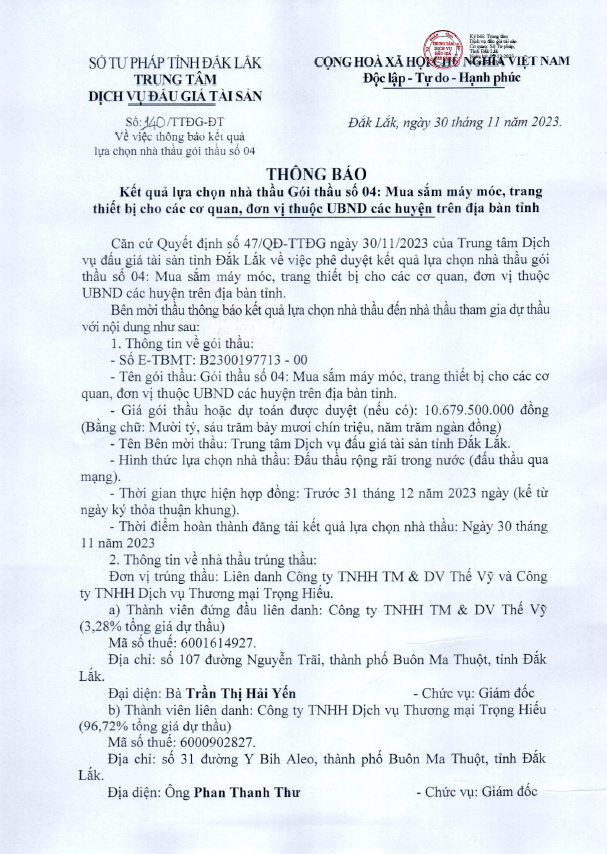 Công ty Thế Vỹ và Trọng Hiếu: Đối tác, đối thủ trúng 2 gói thầu gần 14 tỷ Cong ty The Vy va Trong Hieu: Doi tac, doi thu trung 2 goi thau gan 14 ty