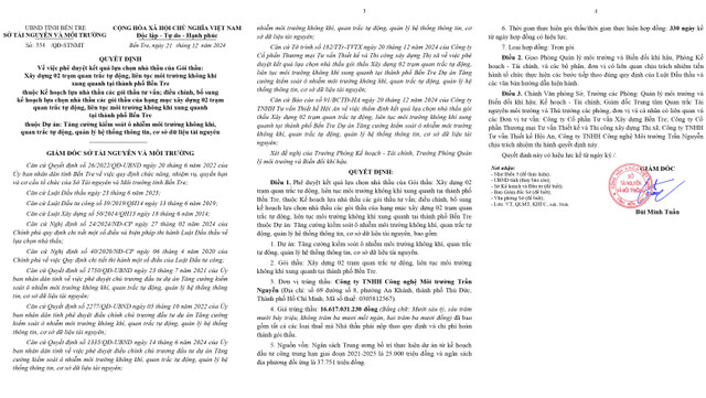 Cong ty Tran Nguyen trung goi thau hon 16 ty cua So TNMT Ben Tre