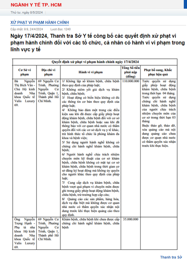 TP HCM: Nha khoa Quốc tế Valis Luxury hoạt động bất hợp pháp? TP HCM: Nha khoa Quoc te Valis Luxury hoat dong bat hop phap?