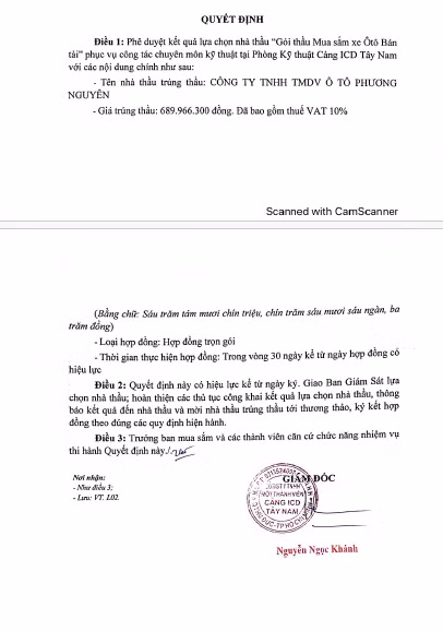 Nha thau duy nhat trung goi thau mua sam o to tai cang ICD Tay Nam-Hinh-2