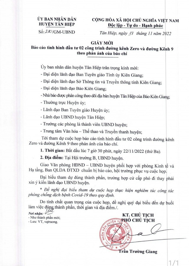 Vụ hai tuyến đường vừa làm xong đã hỏng: UBND huyện Tân Hiệp tổ chức họp khẩn Vu hai tuyen duong vua lam xong da hong: UBND huyen Tan Hiep to chuc hop khan