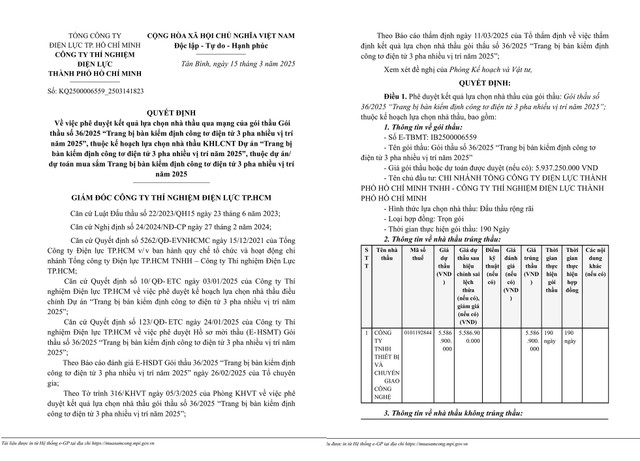 Công ty Công Nghệ trúng gói thầu hơn 5 tỷ tại TP HCM Cong ty Cong Nghe trung goi thau hon 5 ty tai TP HCM