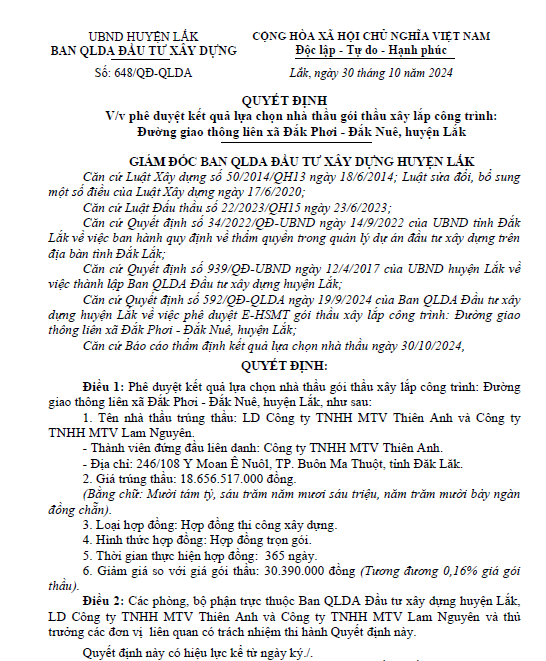 Đắk Lắk: Gói thầu đường liên xã Đắk Phơi - Đắk Nuê về tay ai? - Hình 2 Dak Lak: Goi thau duong lien xa Dak Phoi - Dak Nue ve tay ai?-Hinh-2