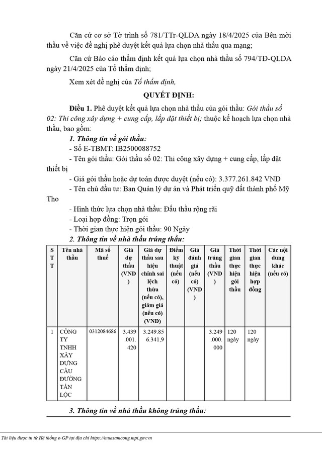 Tiền Giang: Công ty Tấn Lộc trúng gói thầu làm đường hơn 3,2 tỷ đồng Tien Giang: Cong ty Tan Loc trung goi thau lam duong hon 3,2 ty dong