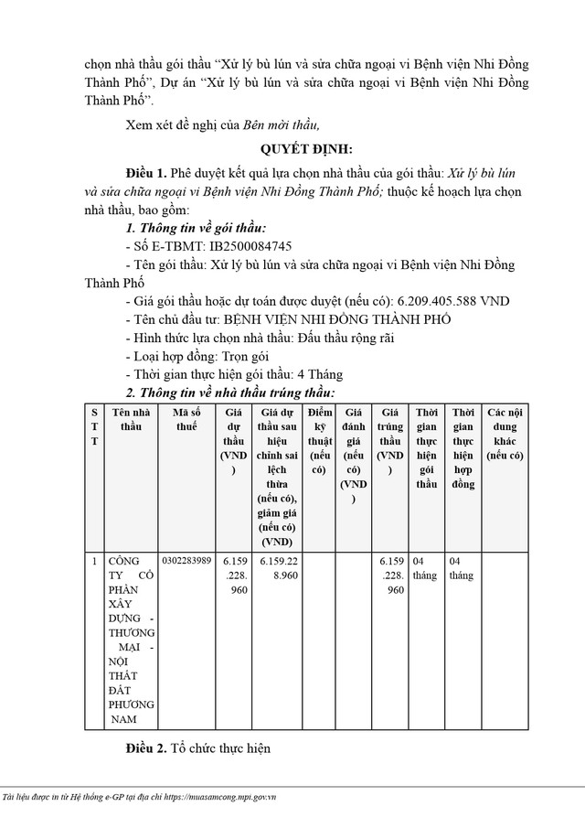 BV Nhi Đồng TP HCM: Cty Đất Phương Nam trúng thầu hơn 6 tỷ đồng - Hình 2 BV Nhi Dong TP HCM: Cty Dat Phuong Nam trung thau hon 6 ty dong-Hinh-2