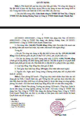 Năng lực của liên danh Sơn Tây - Hoàng Nam - Thành Đạt trúng gói thầu hơn 246 tỷ Nang luc cua lien danh Son Tay - Hoang Nam - Thanh Dat trung goi thau hon 246 ty