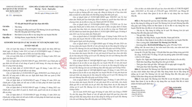 TP HCM: Chân dung liên danh trúng gói thầu hơn 38 tỷ tại Nhà Bè TP HCM: Chan dung lien danh trung goi thau hon 38 ty tai Nha Be