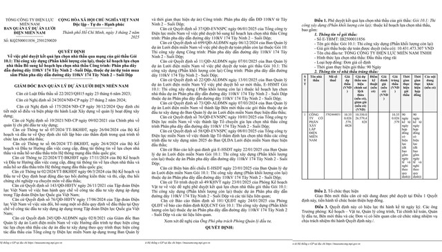 Cty xây lắp điện miền Nam trúng gói thi công xây dựng hơn 10 tỷ Cty xay lap dien mien Nam trung goi thi cong xay dung hon 10 ty