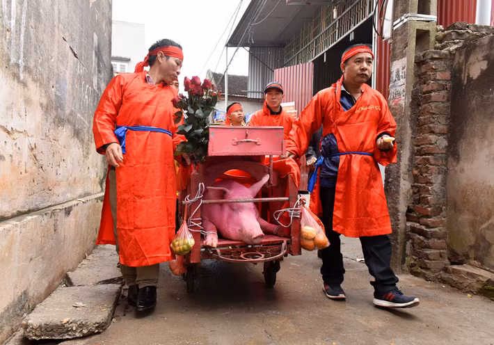 Lễ hội chém lợn ở làng Ném Thượng diễn ra nhằm tưởng nhớ vị thành hoàng làng (là sứ quân Nguyễn Thủ Tiệp hoặc tướng quân Đoàn Thượng) đã chém lợn rừng khao quân rồi phá vòng vây của giặc, đồng thời cầu mong một năm mới an lành, may mắn.