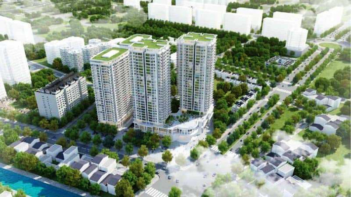 Phối cảnh dự án đẹp long lanh, nhưng thực tế The Lotus Center vẫn chỉ là bãi đất trống.