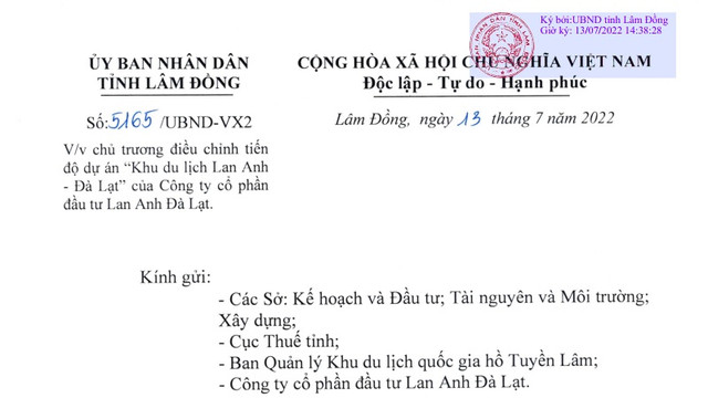 Diễn biến mới tại dự án Lan Anh - Đà Lạt Dien bien moi tai du an Lan Anh - Da Lat