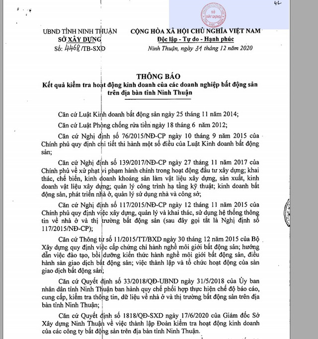 Ninh Thuận: Nhiều doanh nghiệp bất động sản 'né' thanh tra Ninh Thuan: Nhieu doanh nghiep bat dong san 'ne' thanh tra