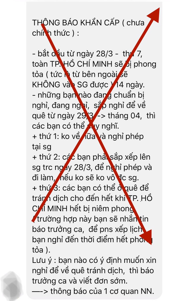 Thông tin TP HCM phong tỏa 14 ngày, người ngoài không được vào TP là bịa đặt Thong tin TP HCM phong toa 14 ngay, nguoi ngoai khong duoc vao TP la bia dat
