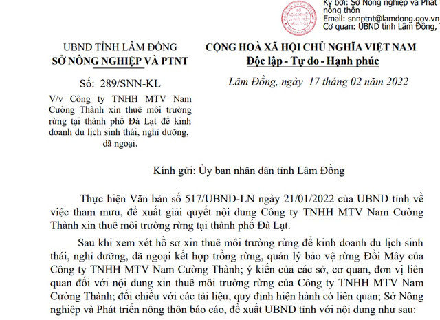 Công ty Nam Thành muốn thuê hơn 10 ha đất rừng phòng hộ để làm dự án du lịch sinh thái Cong ty Nam Thanh muon thue hon 10 ha dat rung phong ho de lam du an du lich sinh thai