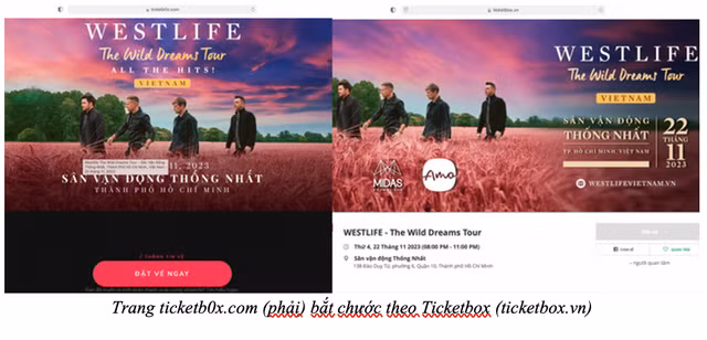 Cảnh báo thủ đoạn giả mạo website bán vé concert Westlife chiếm đoạt tài sản Canh bao thu doan gia mao website ban ve concert Westlife chiem doat tai san