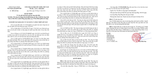 Quy Nhơn: Xây dựng Hoàng Minh thắng thầu trên 50 tỷ với tỷ lệ tiết kiệm cao Quy Nhon: Xay dung Hoang Minh thang thau tren 50 ty voi ty le tiet kiem cao