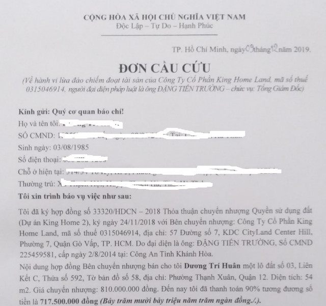 Khách hàng tố Công ty King Home Land bán dự án 'ma', lừa đảo Khach hang to Cong ty King Home Land ban du an 'ma', lua dao