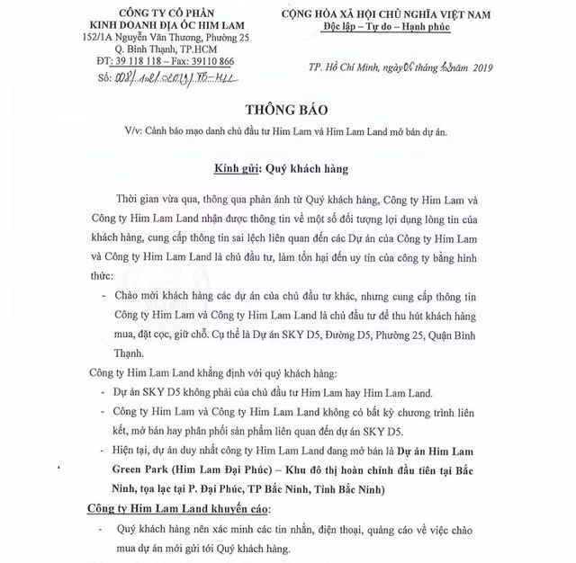 Doanh nghiep dia oc bi mao danh de rao ban can ho o Sai Gon