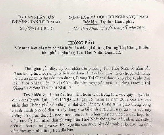 Ngang nhiên phân lô bán nền trên đất quy hoạch tái định cư ở Sài Gòn Ngang nhien phan lo ban nen tren dat quy hoach tai dinh cu o Sai Gon