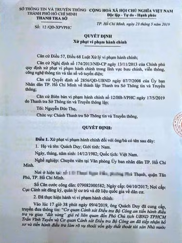 Xu phat chuyen vien UBND TP HCM vi hanh vi dang Facebook vu khong