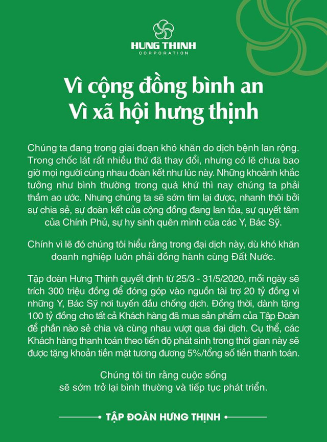 Tập đoàn Hưng Thịnh tài trợ 20 tỷ đồng cho y, bác sỹ nơi tuyến đầu chống dịch Covid-19 Tap doan Hung Thinh tai tro 20 ty dong cho y, bac sy noi tuyen dau chong dich Covid-19