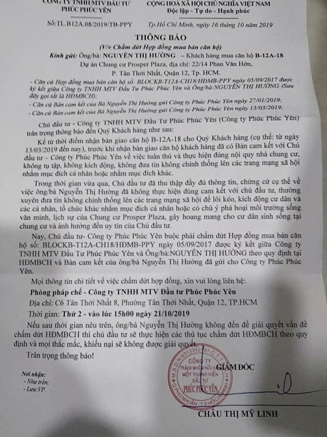 'Nói xấu' chủ đầu tư, cư dân Prosper Plaza có nguy cơ bị đuổi ra khỏi nhà 'Noi xau' chu dau tu, cu dan Prosper Plaza co nguy co bi duoi ra khoi nha