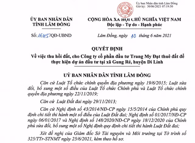 Lam Dong thu hoi hon 32 ha dat tai Di Linh lam diem du lich sinh thai