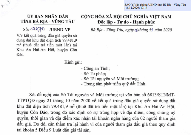 Bộ Công an yêu cầu cung cấp hồ sơ 2 khu đất bà Trần Ngọc Bích trúng đấu giá - Hình 2 Bo Cong an yeu cau cung cap ho so 2 khu dat ba Tran Ngoc Bich trung dau gia-Hinh-2