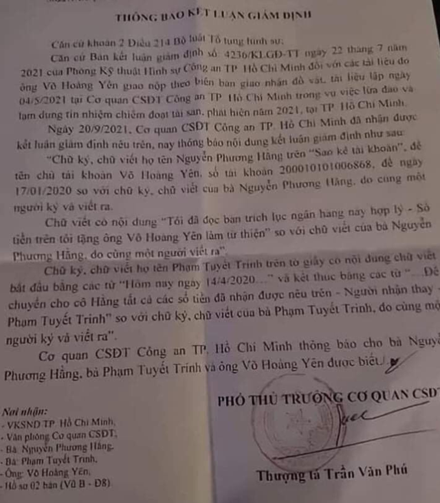 Thông tin mới nhất vụ đại gia Nguyễn Phương Hằng - Võ Hoàng Yên Thong tin moi nhat vu dai gia Nguyen Phuong Hang - Vo Hoang Yen