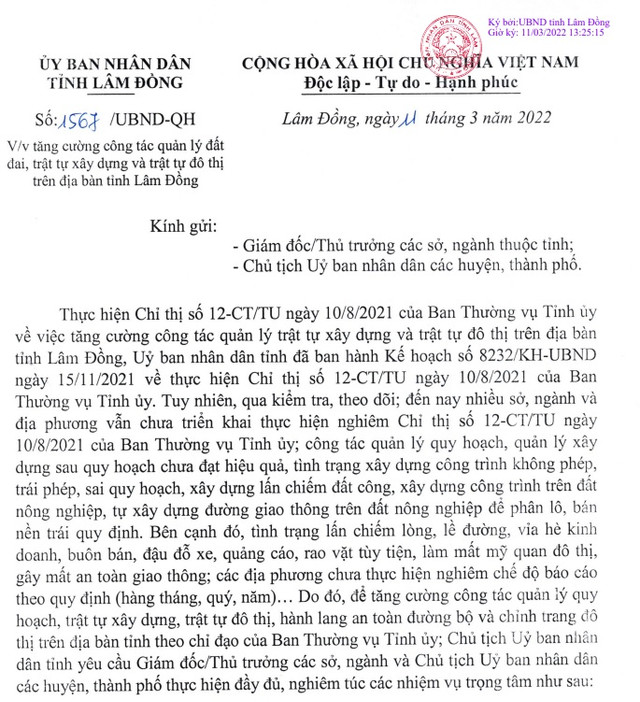 Chủ tịch Lâm Đồng yêu cầu thanh tra các vụ hiến đất làm đường để phân lô trái phép Chu tich Lam Dong yeu cau thanh tra cac vu hien dat lam duong de phan lo trai phep