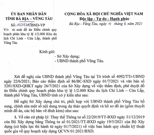 Bà Rịa - Vũng Tàu rà soát quy hoạch Khu du lịch Chí Linh - Cửa Lấp Ba Ria - Vung Tau ra soat quy hoach Khu du lich Chi Linh - Cua Lap