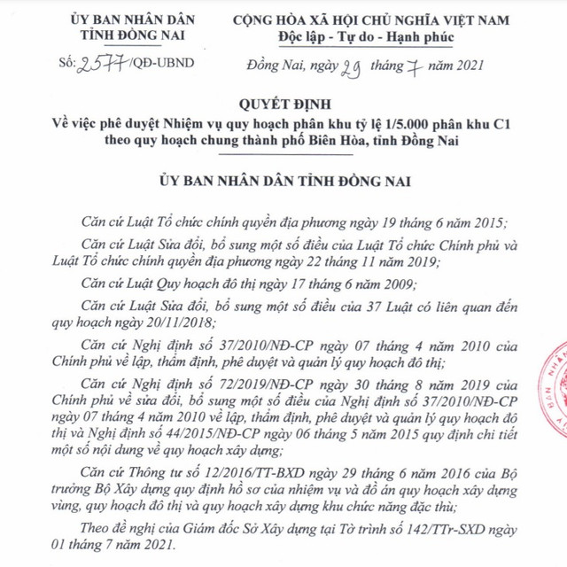 Đồng Nai duyệt nhiệm vụ quy hoạch phân khu C1 gần 2.000 ha tại TP Biên Hòa Dong Nai duyet nhiem vu quy hoach phan khu C1 gan 2.000 ha tai TP Bien Hoa