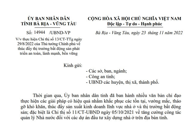 Bà Rịa - Vũng Tàu chỉ đạo gỡ khó cho thị trường bất động sản để tăng nguồn cung nhà ở Ba Ria - Vung Tau chi dao go kho cho thi truong bat dong san de tang nguon cung nha o