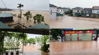 Lũ lụt tại Hà Tĩnh, hàng ngàn nhà dân chìm trong biển nước