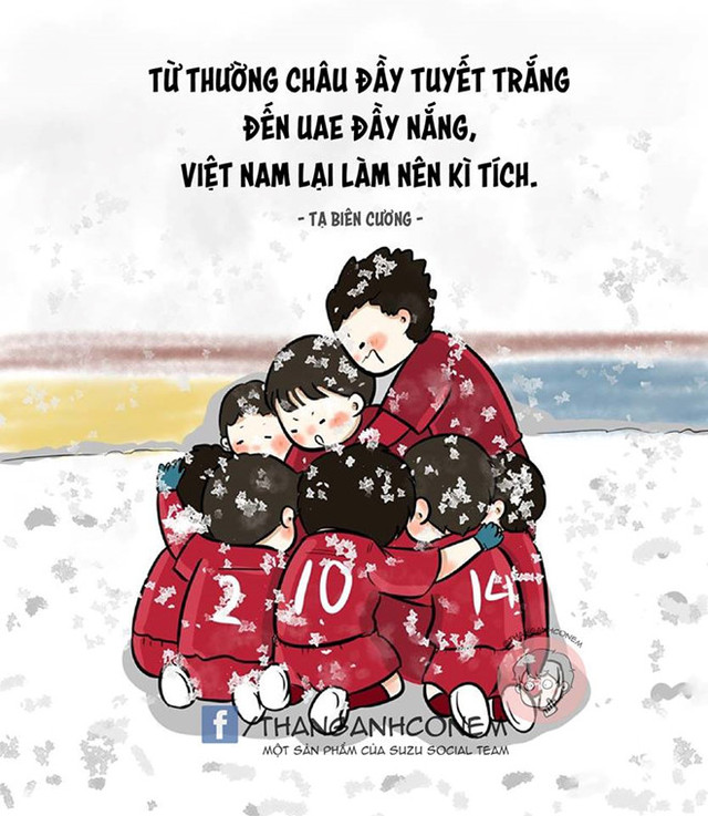 Khoảnh khắc đáng nhớ của ĐT Việt Nam qua tranh vẽ hài hước Khoanh khac dang nho cua DT Viet Nam qua tranh ve hai huoc