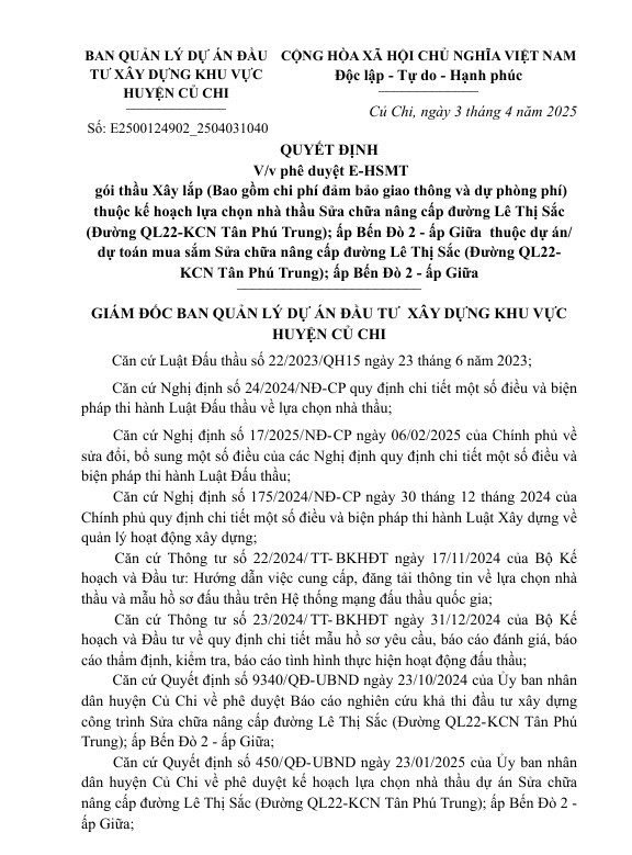 TP HCM: Gần 25 tỷ sửa chữa nâng cấp đường Lê Thị Sắc TP HCM: Gan 25 ty sua chua nang cap duong Le Thi Sac