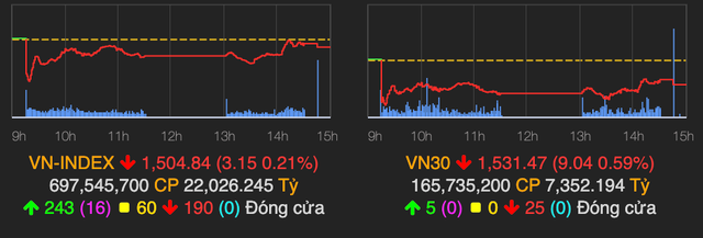 Nhieu nhom nganh troi day nhung VN-Index van giam 3 diem