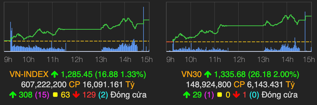 VN-Index tang manh 17 diem nho nhom von hoa lon