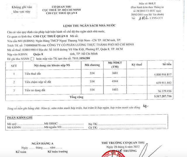 FOODCOSA bi Chi cuc Thue Quan 8 cuong che thue hon 5 ty dong