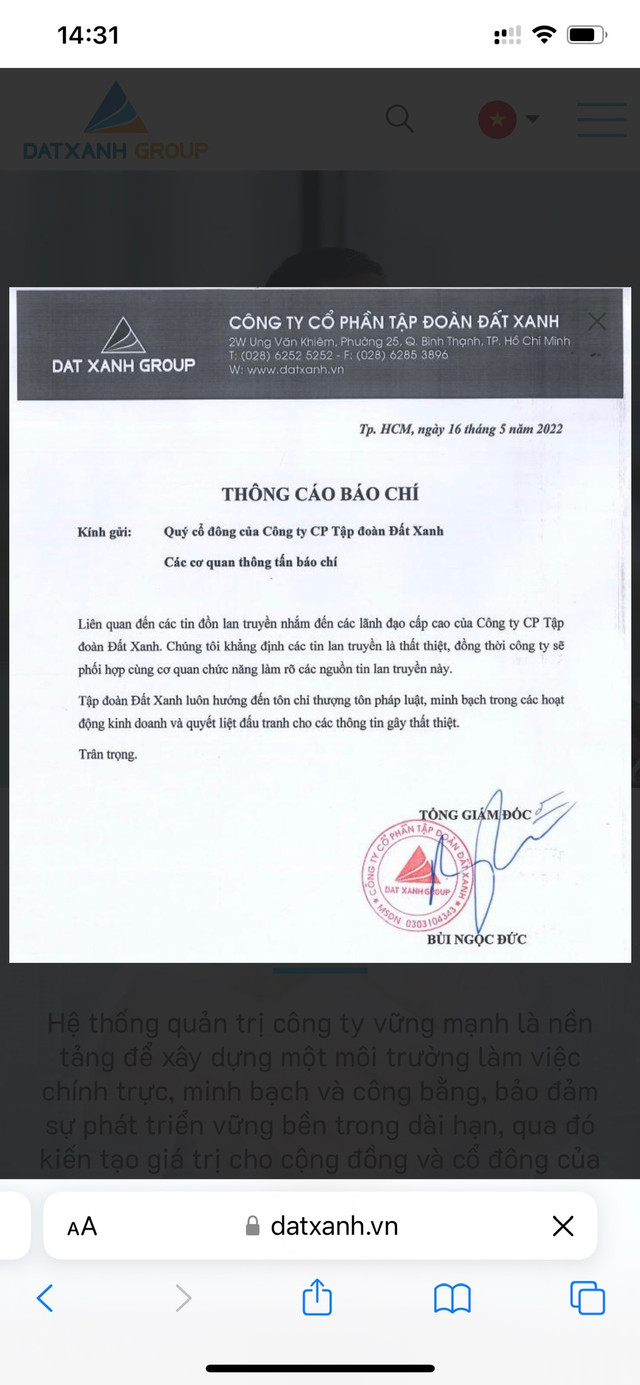 Thị giá DXG nằm sàn 3 phiên vì tin đồn, lãnh đạo Đất Xanh nói gì? Thi gia DXG nam san 3 phien vi tin don, lanh dao Dat Xanh noi gi?