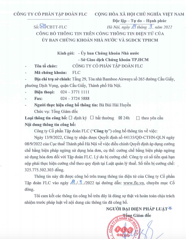 Cục thuế Hà Nội ngừng sử dụng hóa đơn của Tập đoàn FLC Cuc thue Ha Noi ngung su dung hoa don cua Tap doan FLC
