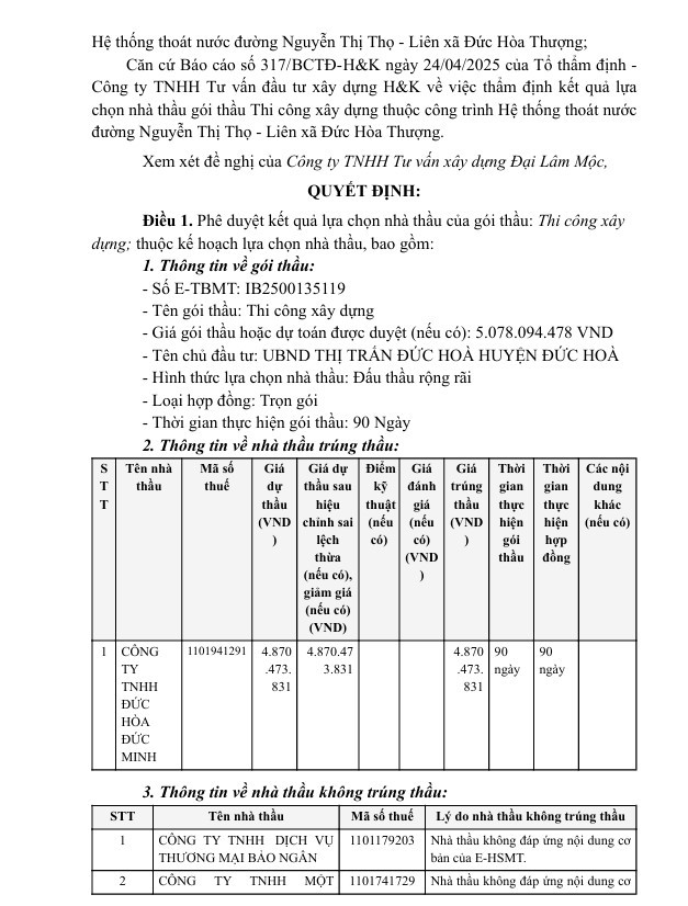 Long An: Đức Hòa Đức Minh trúng gói thầu hệ thống thoát nước hơn 4,8 tỷ - Hình 2 Long An: Duc Hoa Duc Minh trung goi thau he thong thoat nuoc hon 4,8 ty-Hinh-2