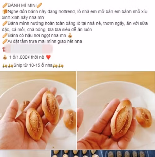 Banh mi mini lai gay bao chi 1.000 dong/chiec