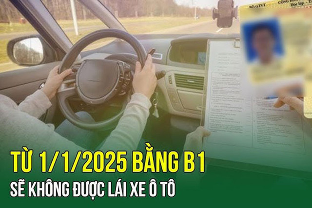 Từ 1/1/2025, người có giấy phép lái xe B1 được lái các loại xe gì? Tu 1/1/2025, nguoi co giay phep lai xe B1 duoc lai cac loai xe gi?